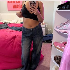 iamgia Dark Blue Wide-Leg Jeans